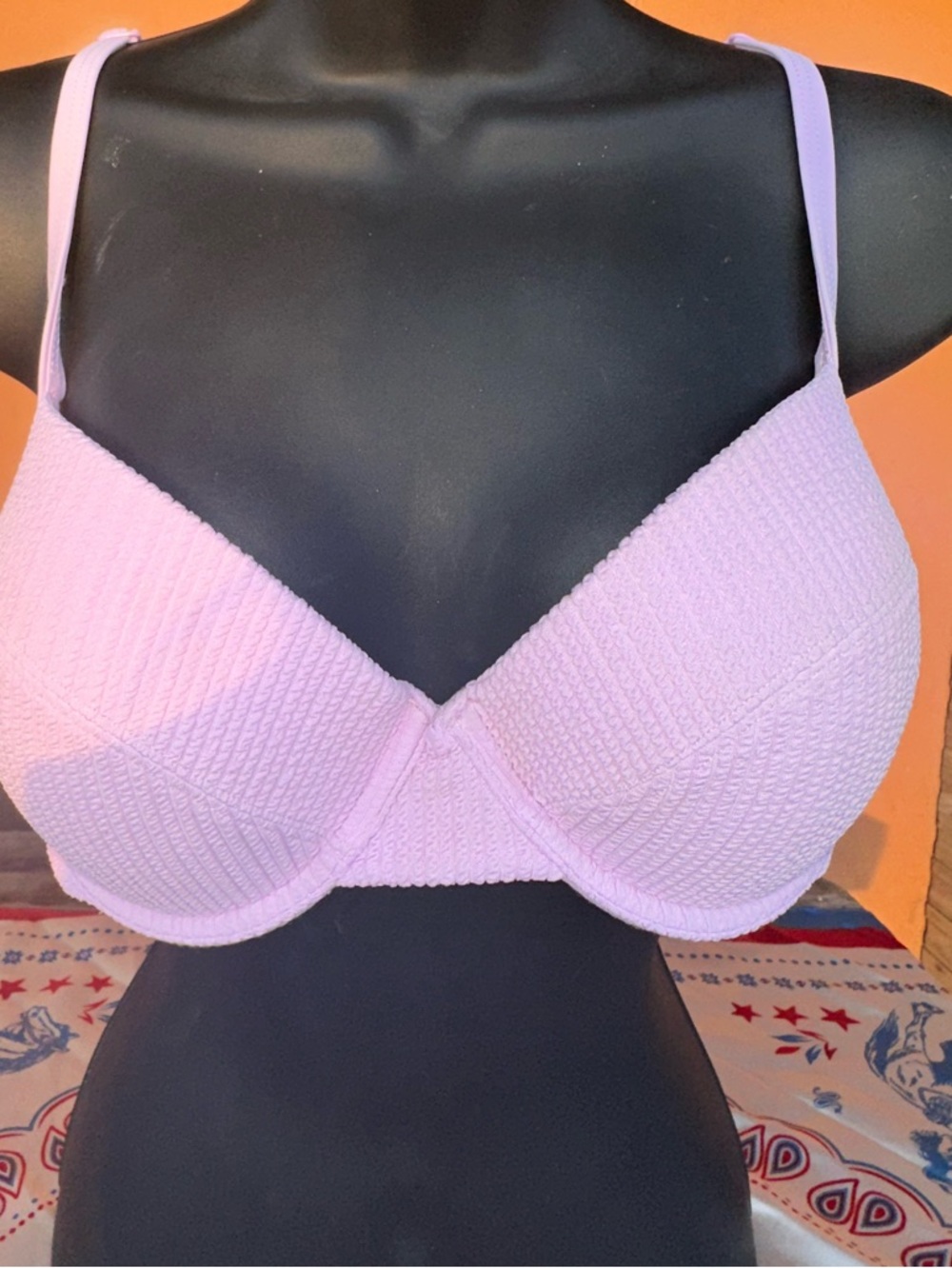 Victoria's Secret Lilac Lavender Ribbed Underwire Bikini Top XL NWOT
